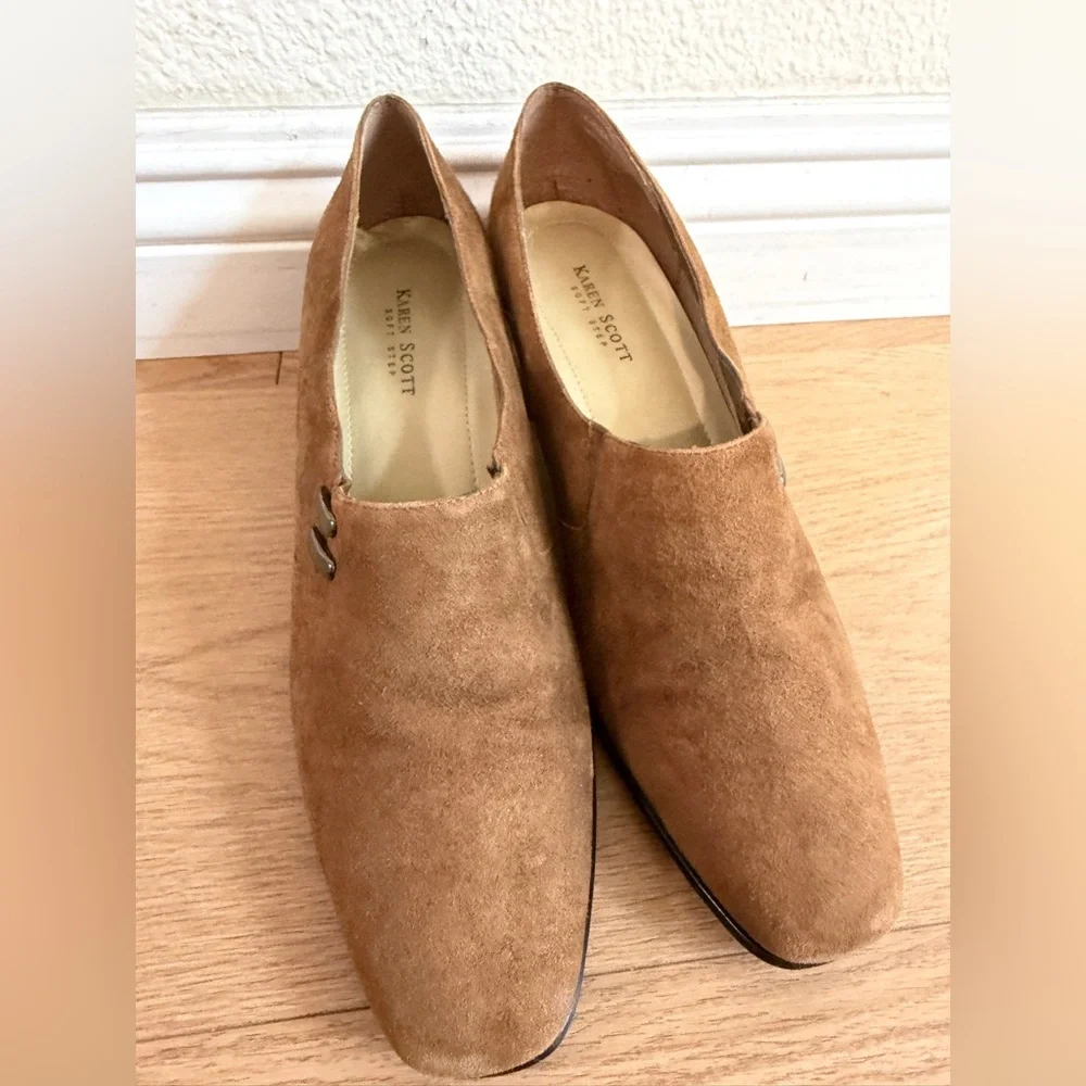 NWOB Karen Scott Brown Suede Low Heel Pumps Womens Size 10 Comfort Shoes